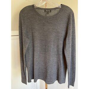 Lord & Taylor extra fine merino wool classic sweater dark grey